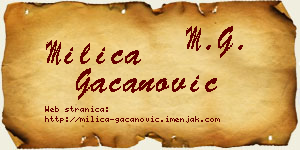 Milica Gačanović vizit kartica